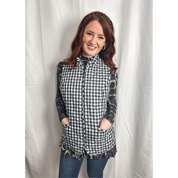 Talbots navy and white checkered vest - Picture 6 of 15